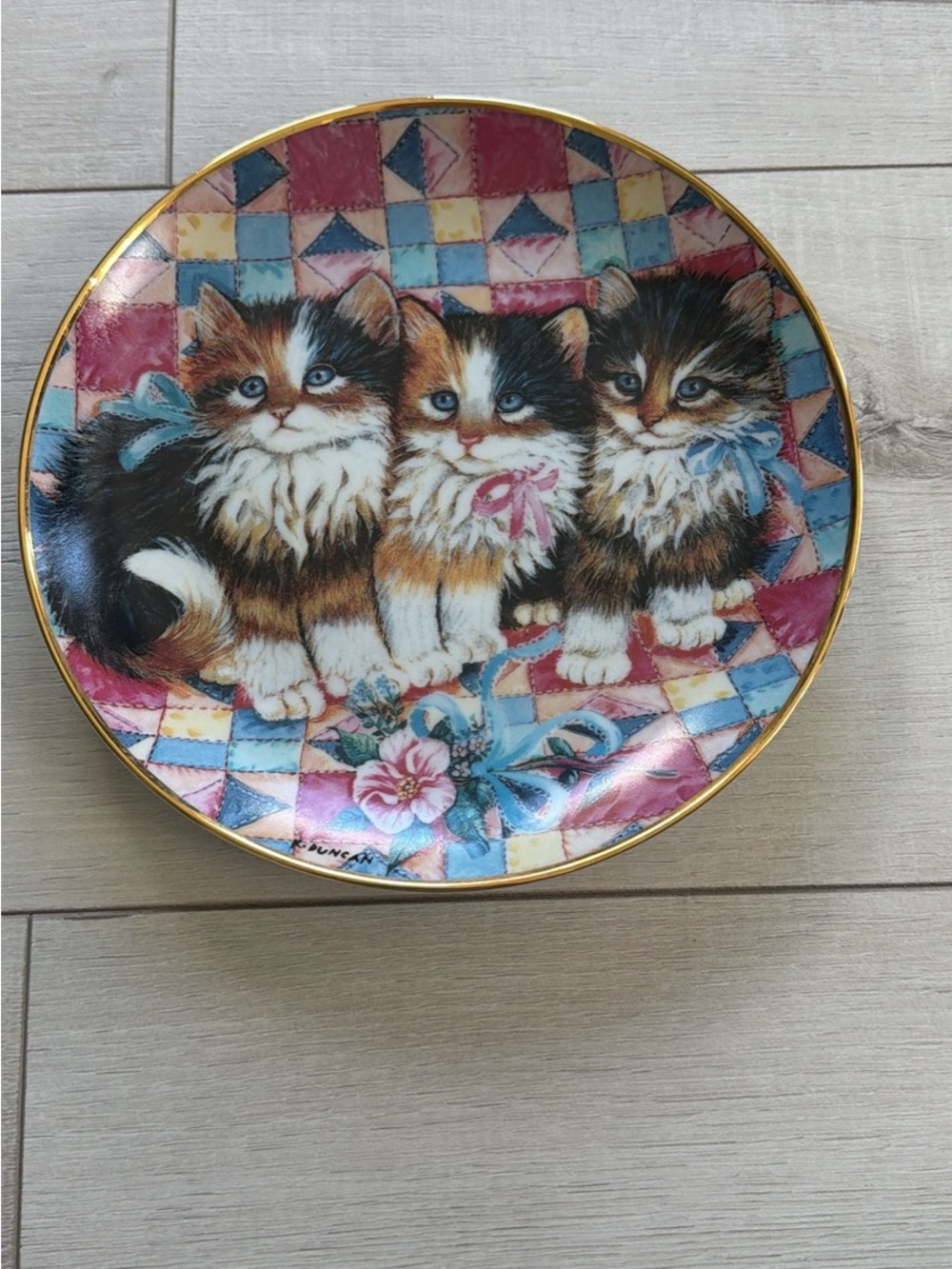 Decorative Cat Plate -  Kittens  Franklin Mint Patchwork Pals K.Duncan